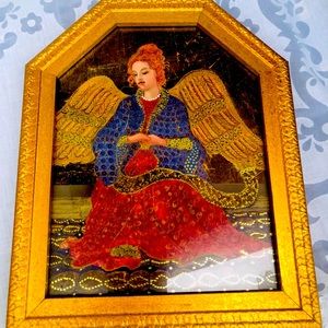 COPY - Vintage framed gold gilded Angel art work.